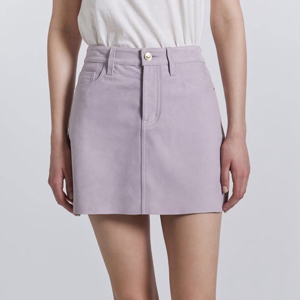 CURRENT/ELLIOT Orchid Petal Five-Pocket Suede Mini Skirt 28 $498 - Picture 3 of 5
